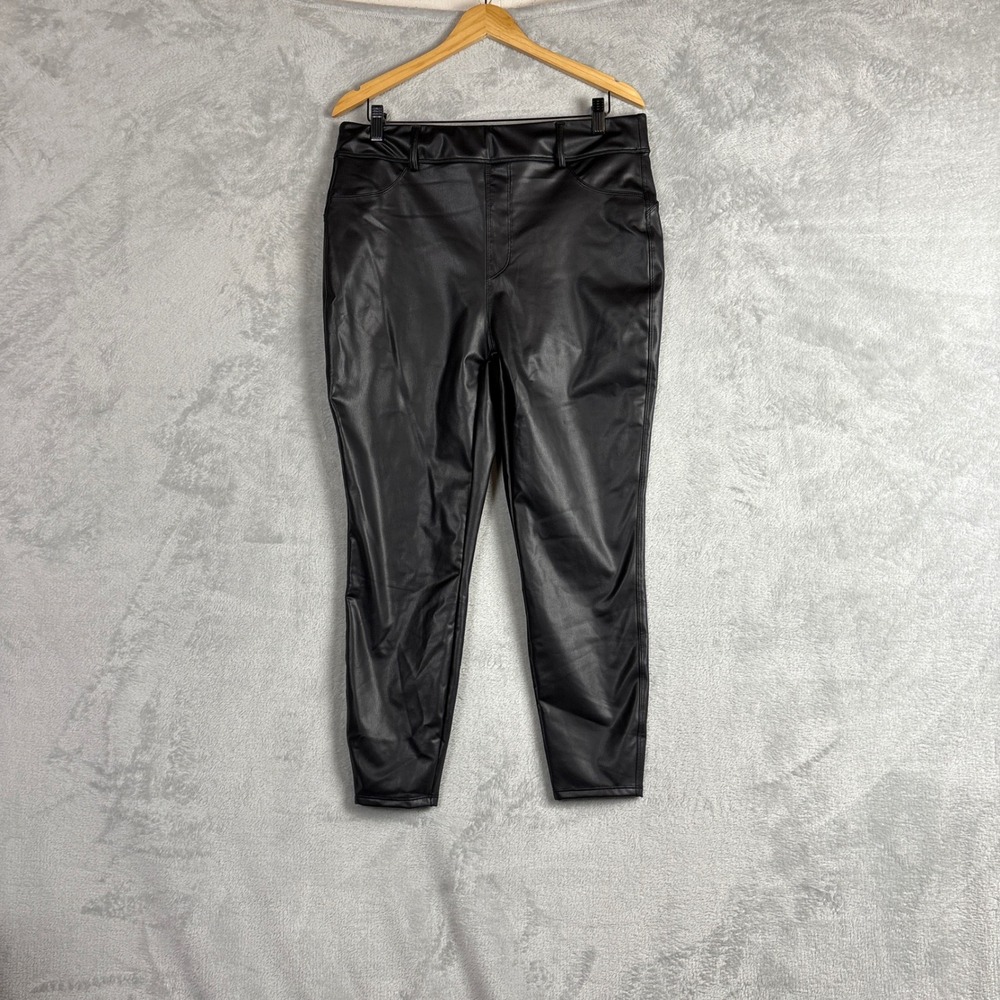 Halara Patitoff Black Faux Leather Leggings Womens XL 7/8 High Rise Pants 0804
